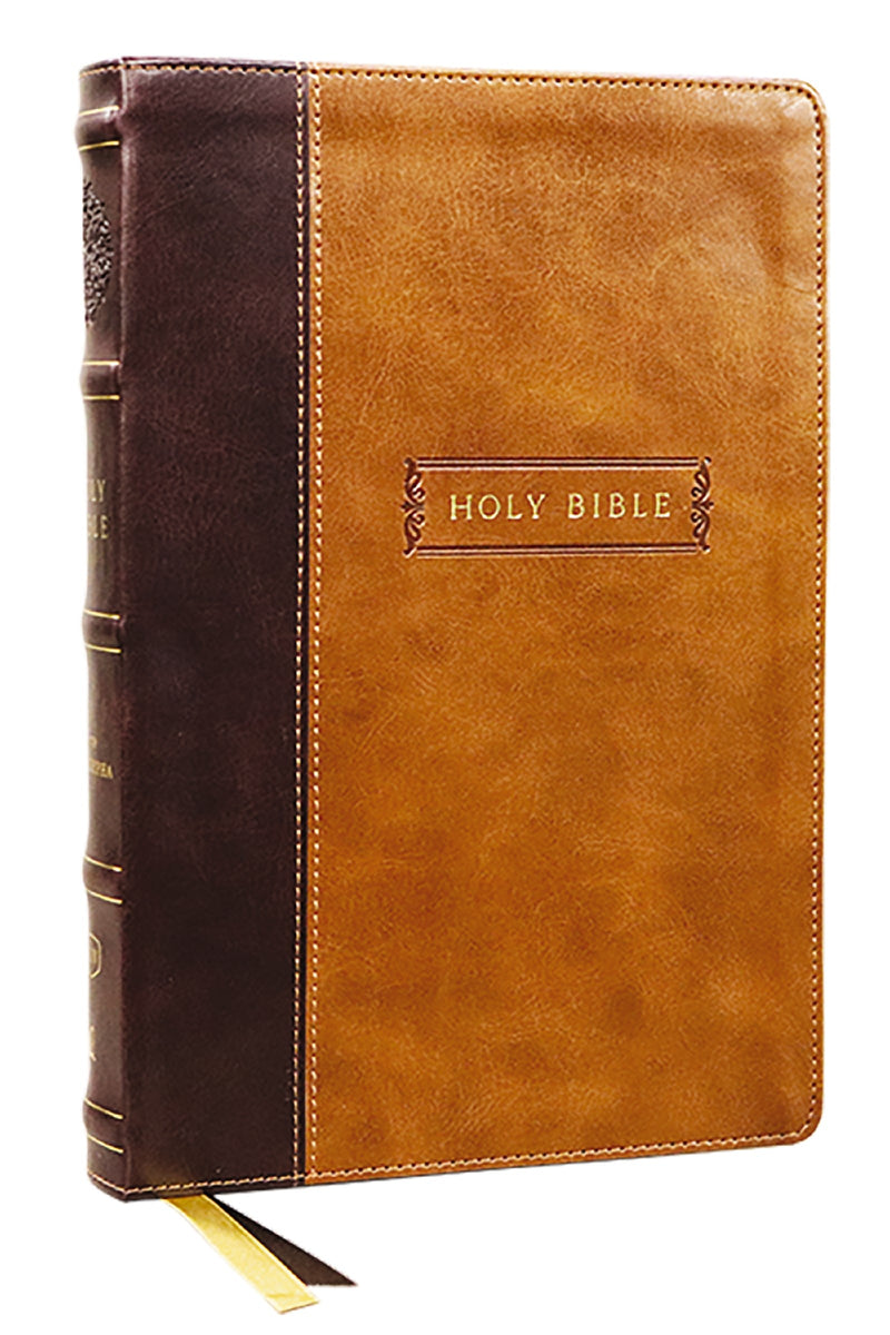 KJV Center-Column Reference Bible With Apocrypha (Comfort Print)-Brown Leathersoft