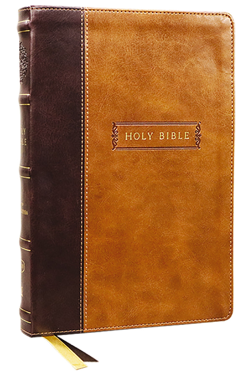 KJV Center-Column Reference Bible With Apocrypha (Comfort Print)-Brown Leathersoft Indexed