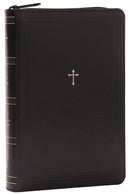 NKJV Compact Paragraph-Style Reference Bible (Comfort Print)-Black Leathersoft With Zipper