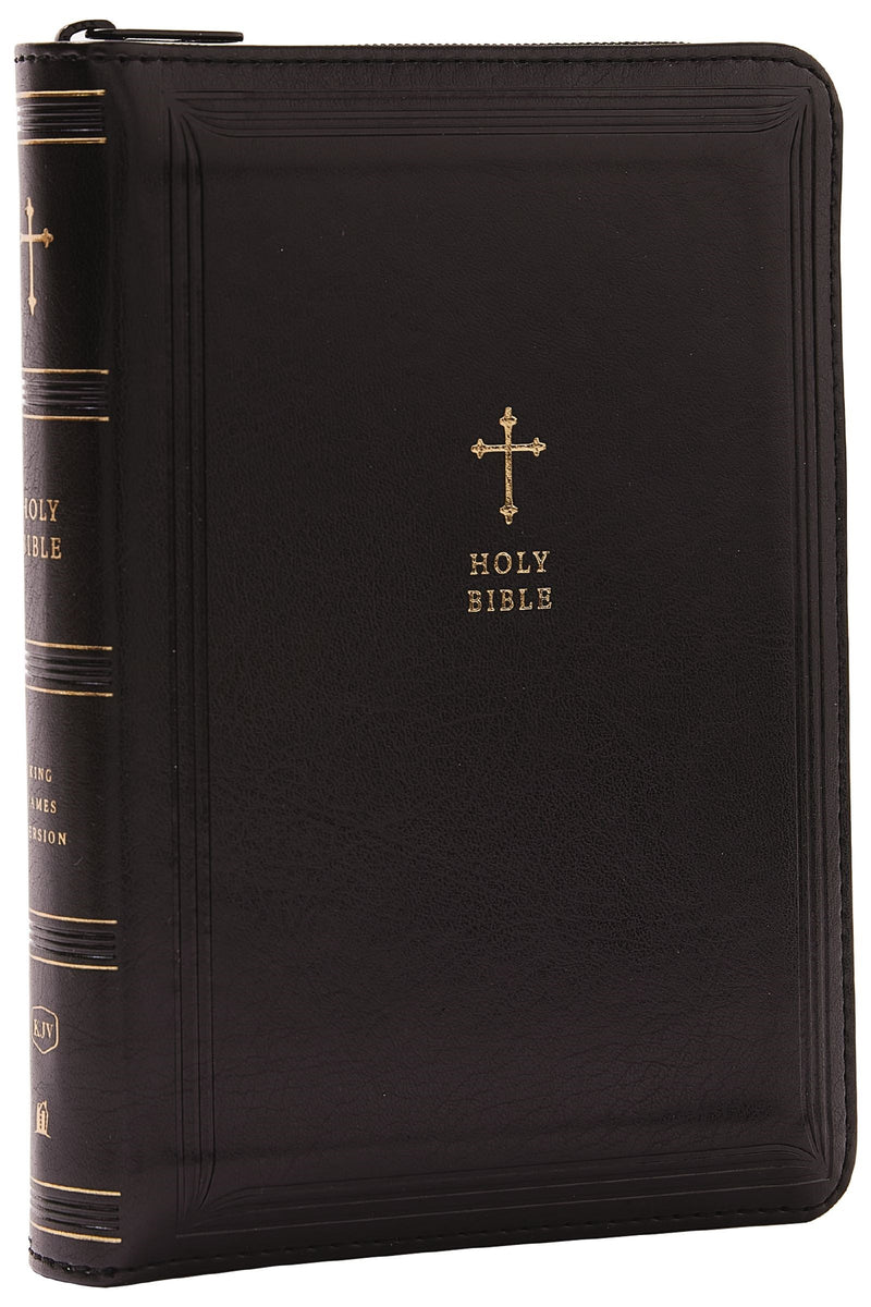 KJV Compact Reference Bible (Comfort Print)-Black Leathersoft With Zipper