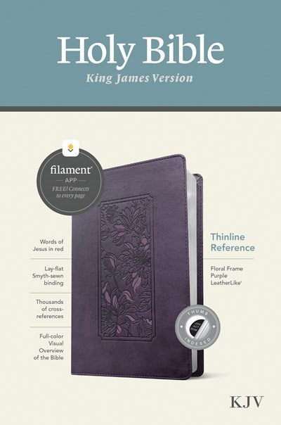 KJV Thinline Reference Bible  Filament Enabled Edition-Floral Frame Purple LeatherLike Indexed