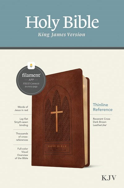 KJV Thinline Reference Bible  Filament Enabled Edition-Reverent Cross Dark Brown LeatherLike