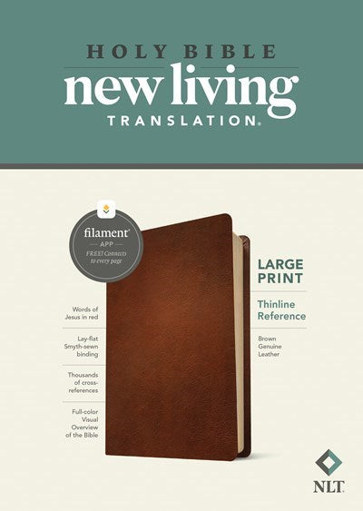 NLT Large Print Thinline Reference Bible  Filament Enabled Edition-Brown Genuine Leather