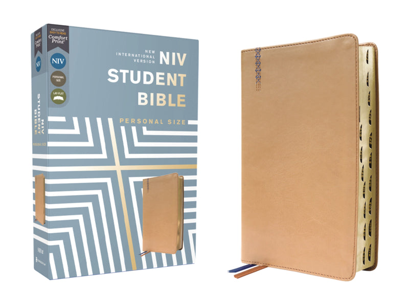 NIV Student Bible/Personal Size (Comfort Print)-Tan Leathersoft Indexed