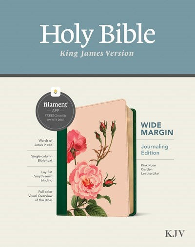 KJV Wide Margin Bible  Filament Enabled Edition (RL)-Pink Rose Garden LeatherLike