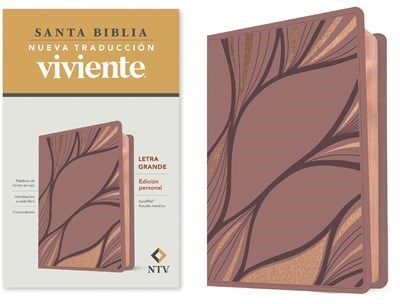 Span-NTV Personal Size Large Print (La Edicion Personal  Letra Grande)-Rose Metallic LeatherLike