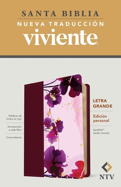 Span-NTV Personal Size Large Print (La Edicion Personal  Letra Grande)-Purple Garden LeatherLike