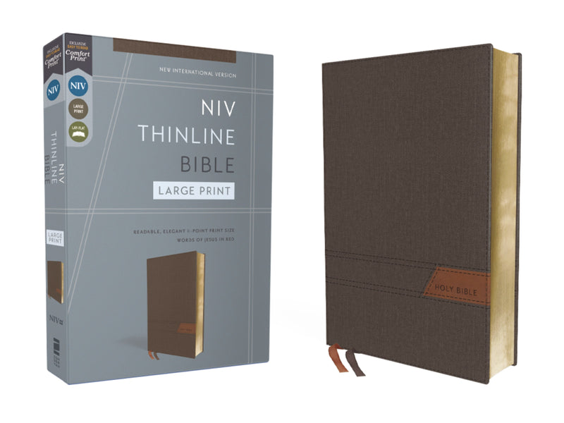 NIV  Thinline Bible  Large Print (Comfort Print)-Gray Cloth Flexcover