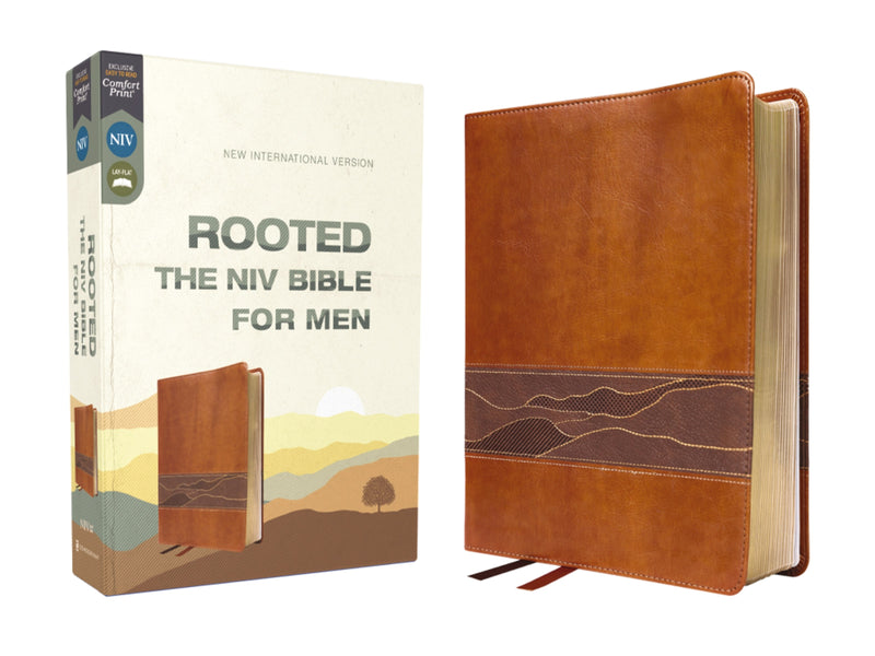 NIV Rooted: The NIV Bible For Men (Comfort Print)-Brown Leathersoft