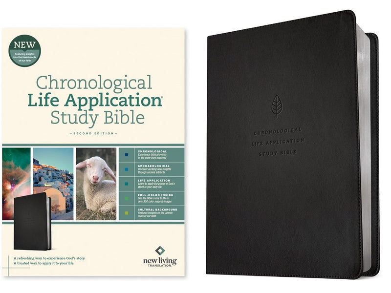 NLT Chronological Life Application Study Bible (Second Edition)-Ebony Leaf LeatherLike