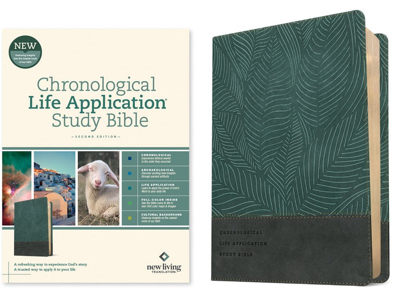 NLT Chronological Life Application Study Bible (Second Edition)-Palm Forest Teal LeatherLike