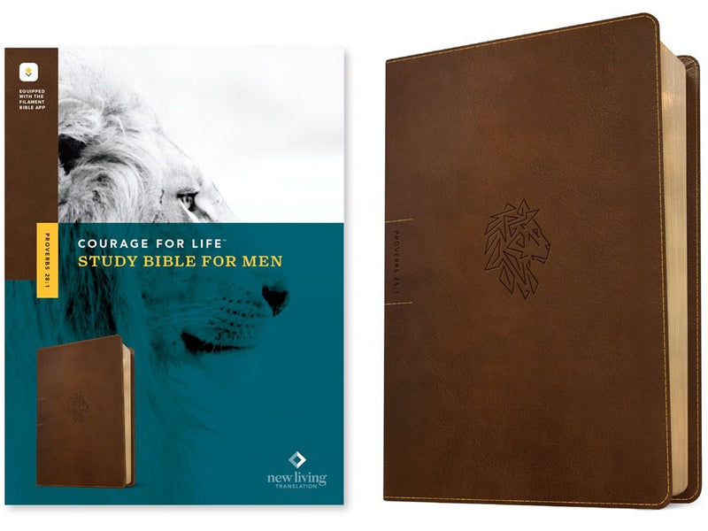 NLT Courage For Life Study Bible For Men  Filament-Enabled Edition-Rustic Brown Lion LeatherLike