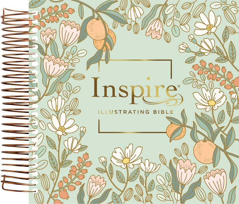 NLT DaySpring Inspire Illustrating Bible  Filament-Enabled Edition-Mint Floral Garden Spiral Bound