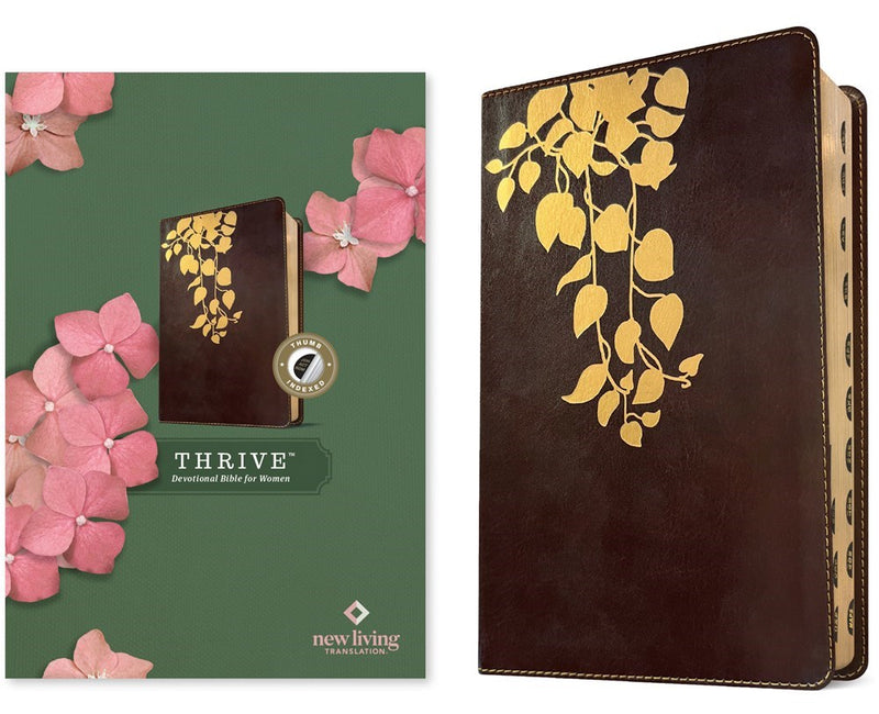 NLT THRIVE Devotional Bible For Women-Cascade Deep Brown LeatherLike Indexed