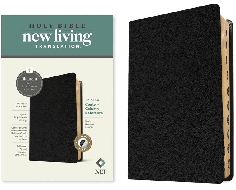 NLT Thinline Center-Column Reference Bible  Filament-Enabled Edition-Black Genuine Leather Indexed)