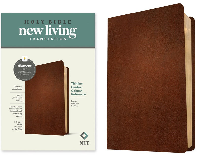 NLT Thinline Center-Column Reference Bible  Filament-Enabled Edition-Brown Genuine Leather