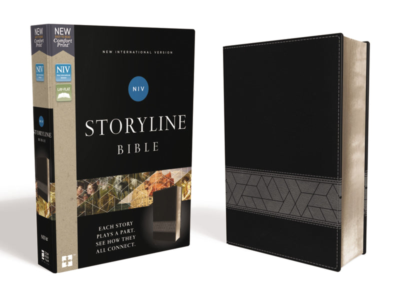 NIV Storyline Bible (Comfort Print)-Black Leathersoft