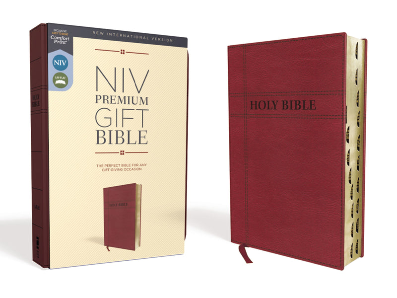 NIV Premium Gift Bible (Comfort Print)-Burgundy Leathersoft Indexed