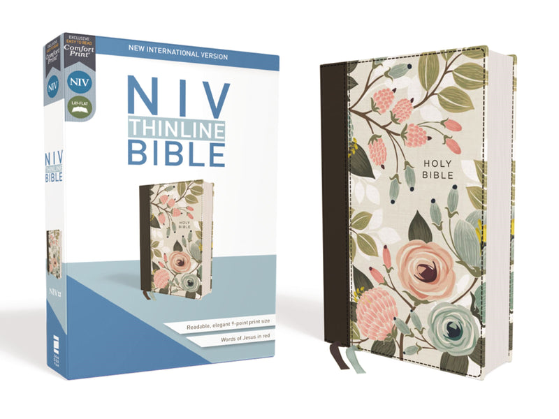 NIV Thinline Bible (Comfort Print)-Floral Cloth Over Board