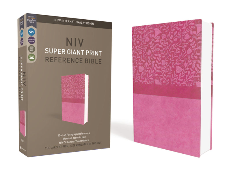 NIV Super Giant Print Reference Bible-Cranberry Leathersoft 