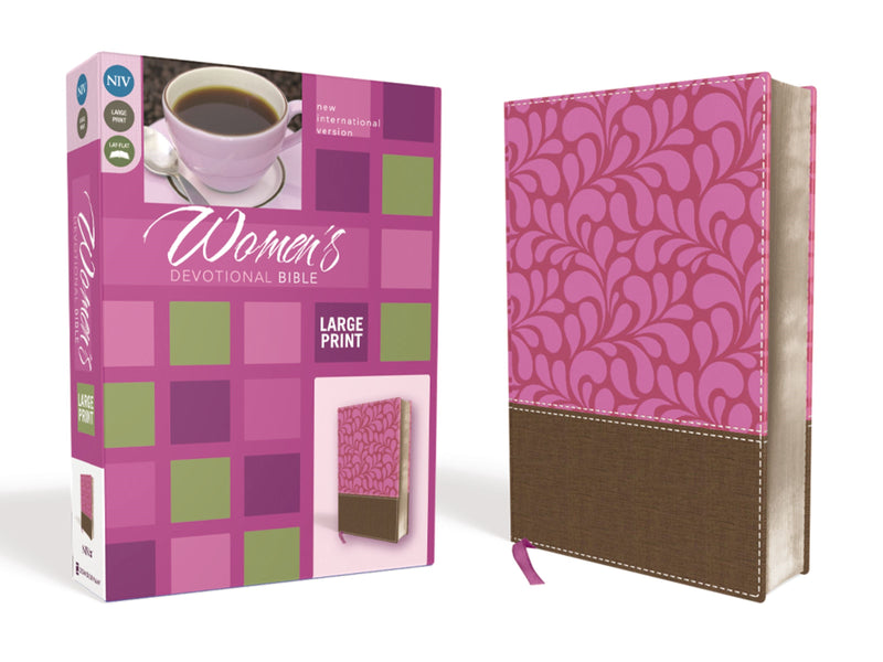 NIV Women's Devotional Bible/Large Print-Chocolate/Orchid Leathersoft