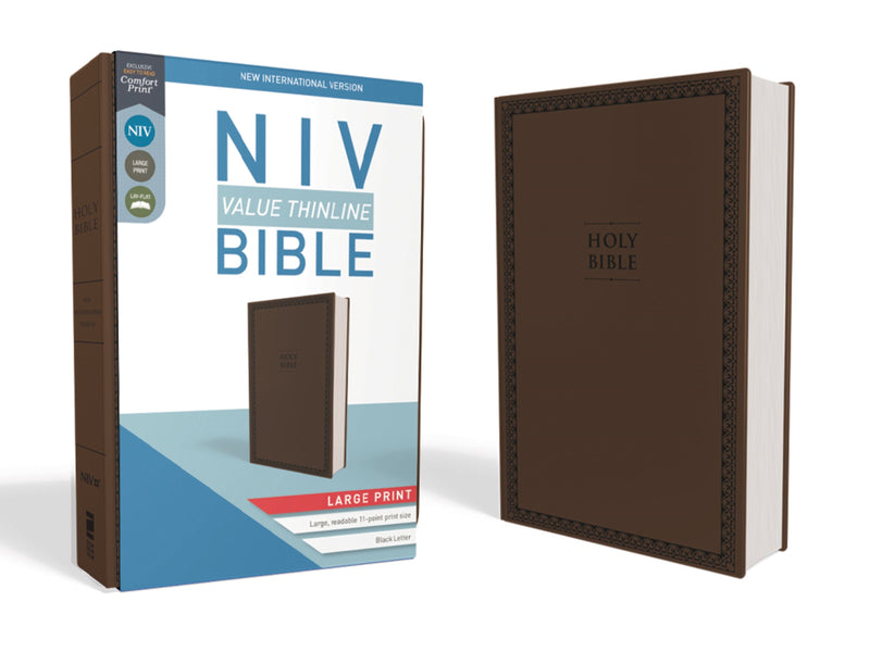 NIV Value Thinline Bible/Large Print (Comfort Print)-Chocolate Leathersoft