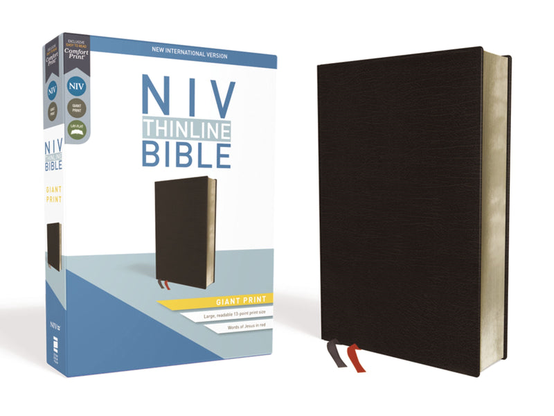 NIV Thinline Bible/Giant Print (Comfort Print)-Black Bonded Leather 