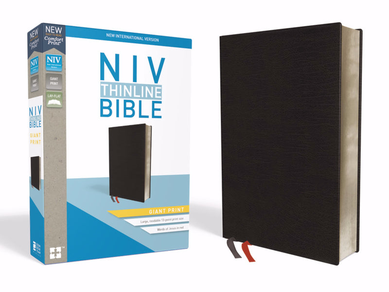 NIV Thinline Bible/Giant Print (Comfort Print)-Black Bonded Leather Indexed 