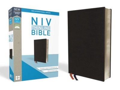 NIV Thinline Bible (Comfort Print)-Black Bonded Leather Indexed