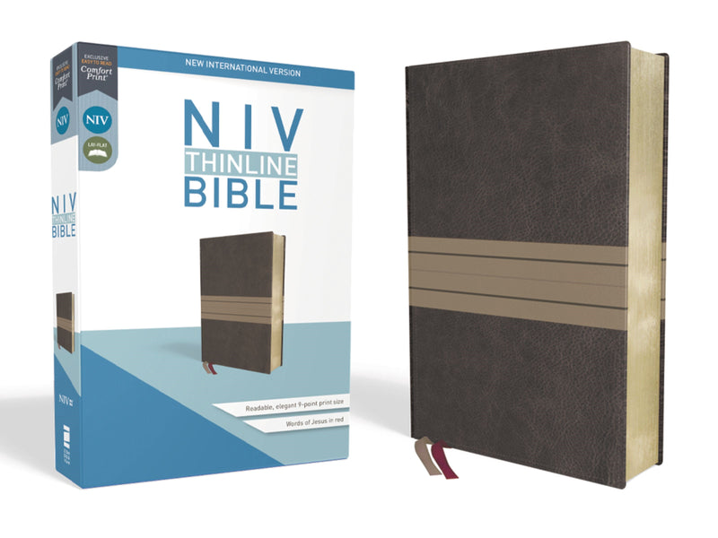 NIV Thinline Bible (Comfort Print)-Chocolate/Tan Leathersoft 