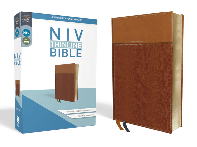 NIV Thinline Bible (Comfort Print)-Tan Leathersoft 