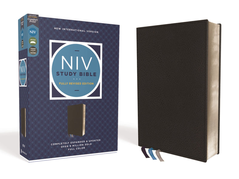 NIV Study Bible (Fully Revised Edition) (Comfort Print)-Black Genuine Leather