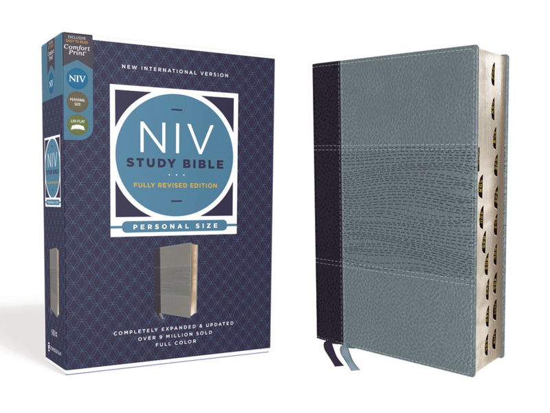 NIV Study Bible/Personal Size (Fully Revised Edition) (Comfort Print)-Navy/Slate Blue Leathersoft Indexed