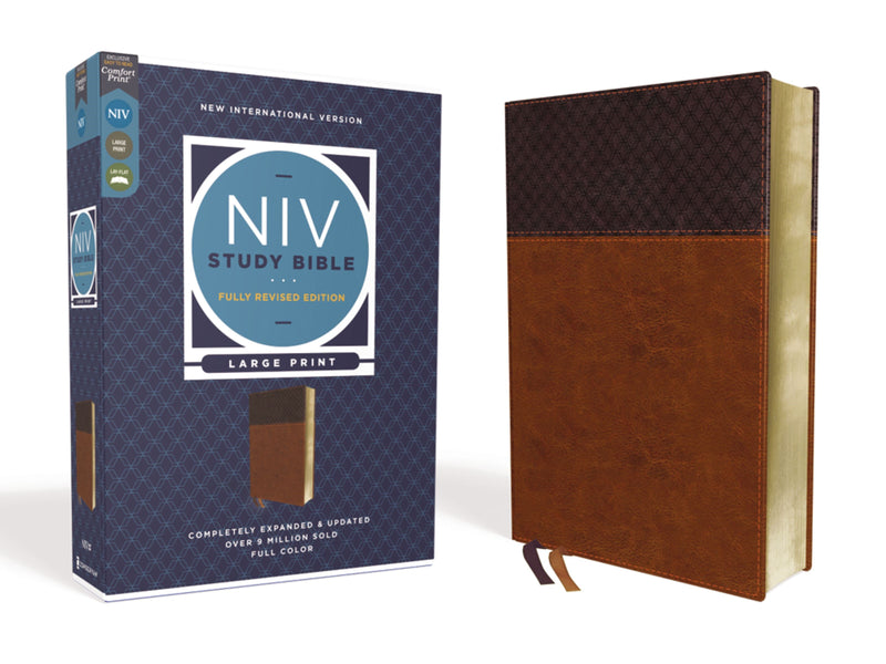 NIV Study Bible/Large Print (Fully Revised Edition) (Comfort Print)-Brown Leathersoft