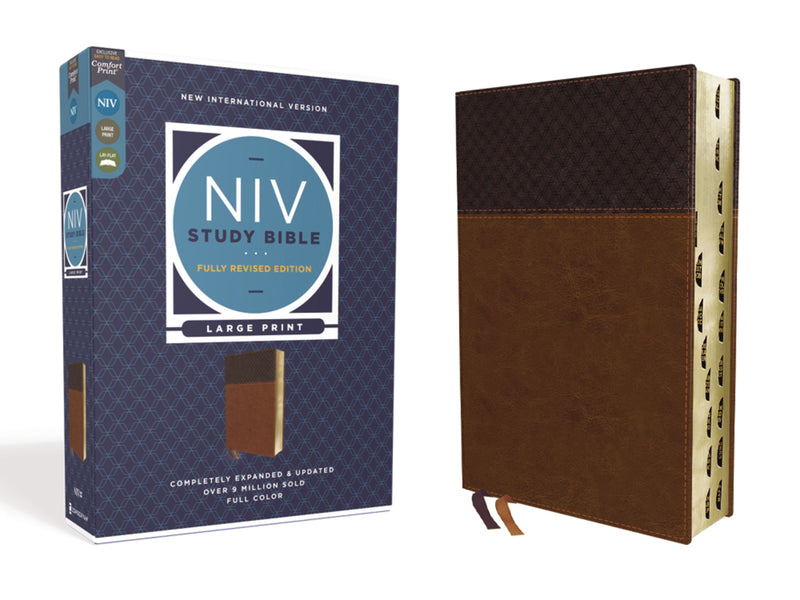 NIV Study Bible/Large Print (Fully Revised Edition) (Comfort Print)-Brown Leathersoft Indexed