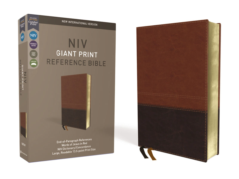 NIV Giant Print Reference Bible (Comfort Print)-Brown LeatherSoft