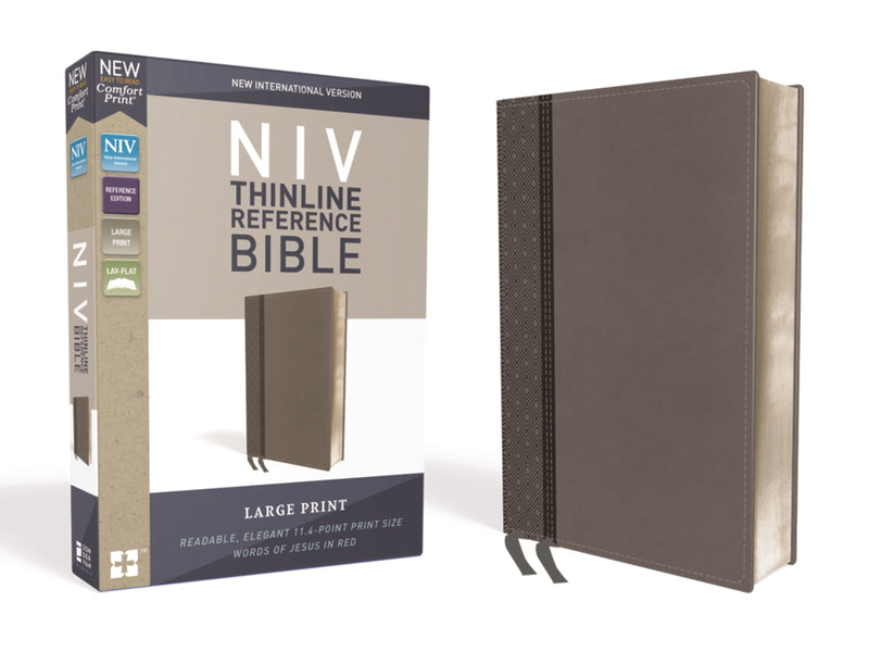 NIV Thinline Reference Bible/Large Print (Comfort Print)-Charcoal LeatherSoft