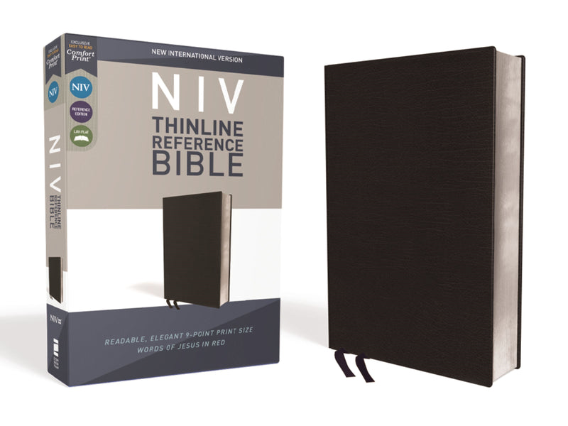 NIV Thinline Reference Bible (Comfort Print)-Black Bonded Leather