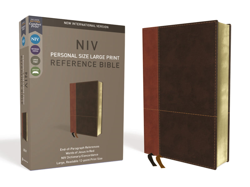 NIV Personal Size Large Print Reference Bible (Comfort Print)-Tan/Brown LeatherSoft 