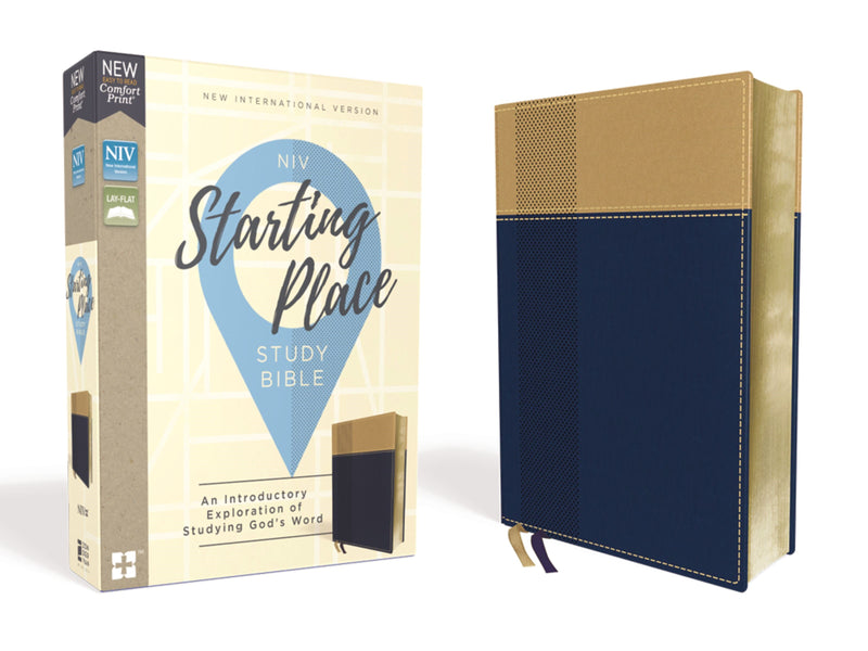 NIV Starting Place Study Bible (Comfort Print)-Navy/Tan Leathersoft