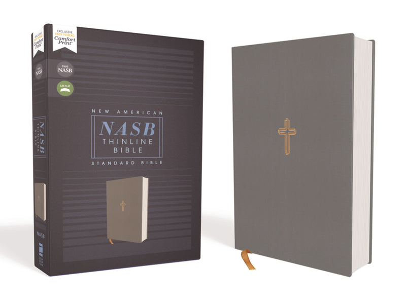 NASB Thinline Bible (Comfort Print)-Gray Cloth Over Board