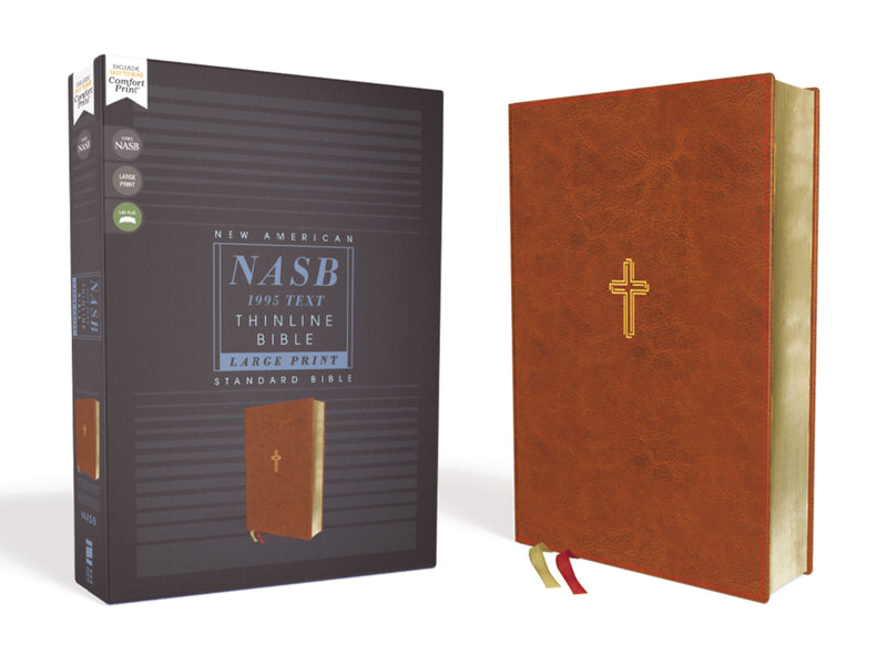 NASB Thinline Bible/Large Print (Comfort Print)-Brown Leathersoft