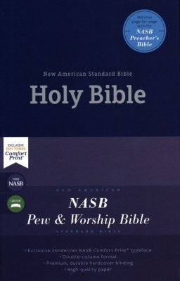 NASB Pew And Worship Bible (Comfort Print)-Blue Hardcover