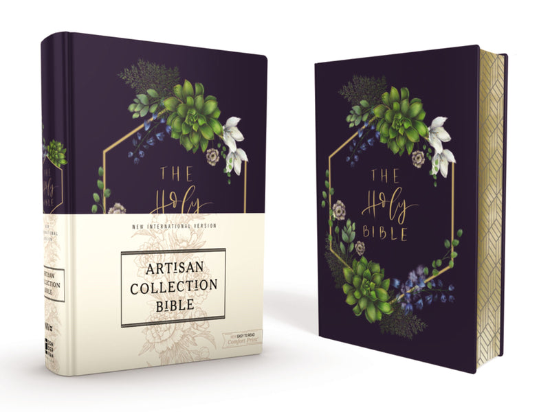 NIV Artisan Collection Bible (Comfort Print)-Navy Floral Cloth Over Board 