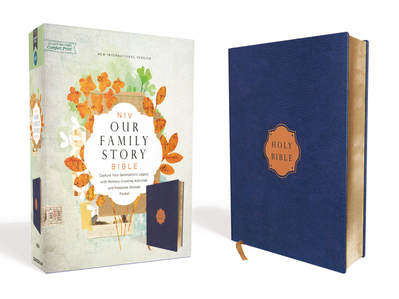 NIV Our Family Story Bible (Comfort Print)-Navy Cloth Over Board