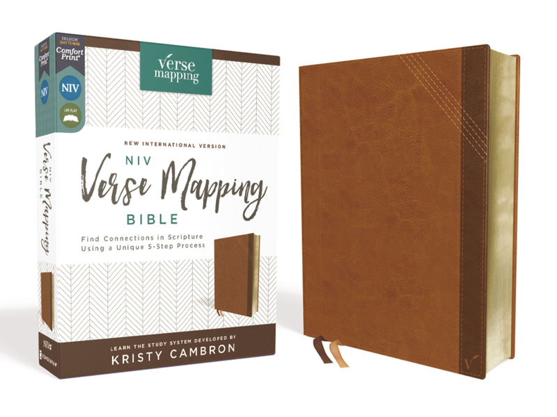 NIV Verse Mapping Bible (Comfort Print)-Brown Leathersoft