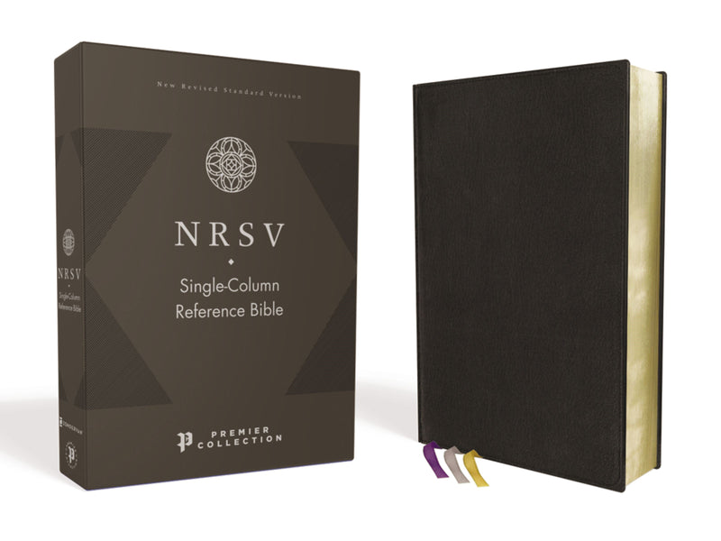 NRSV Single-Column Reference Bible (Comfort Print)-Black Premium Leather