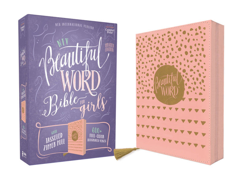 NIV Beautiful Word Bible For Girls (Comfort Print) (Updated)-Pink Leathersoft