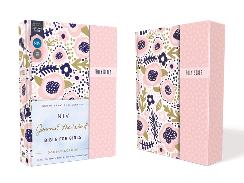 NIV Journal The Word Bible For Girls  Double Column (Comfort Print)-Pink Hardcover w/Magnetic Flap