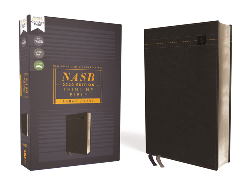 NASB Thinline Bible/Large Print-Black Leathersoft